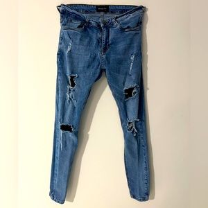 Men Fashion Ripped Super Skinny Jeans by GINGTTO Size 28